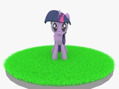 Cartoon Purple Pony Rigged Low-poly 3D model