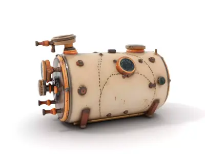 Steampunk Boiler Model Pack with Detailed Gauges Low-poly 3D model