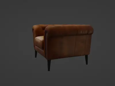 Luxury Chesterfield Leather Armchair 3D model