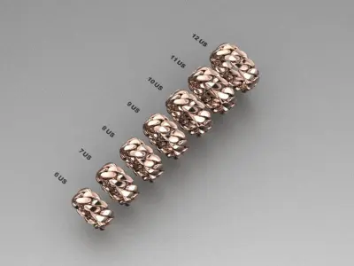 Miami Cuban Ring Models 8 mm wide 6-7-8-9-10-11-12 US Size 3D print model