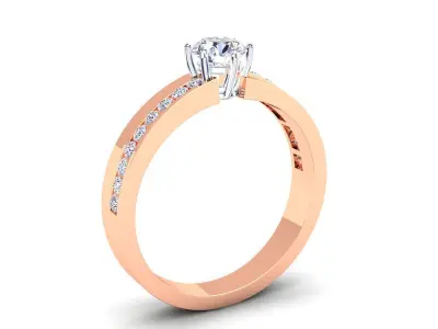 New Woman Solitaire Diamond Ring 3d Model  3D print model