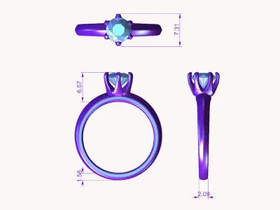 aj-02 diamond engagement ring gold 3D print model