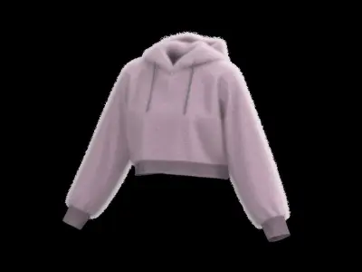 Female raglan crop hoodie 3D model