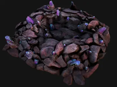 Medieval Crystal Mineral Ore Mine Low-poly 3D model