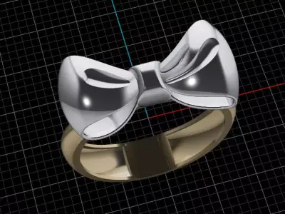 Luxury 2 piece bow tie ring for women 3D print model
