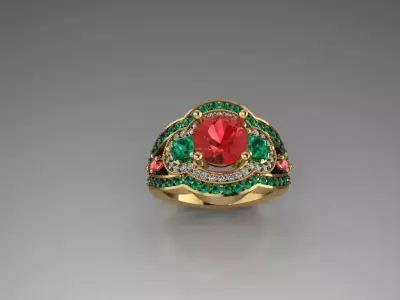 Ruby emerald luxury ring 3D print model