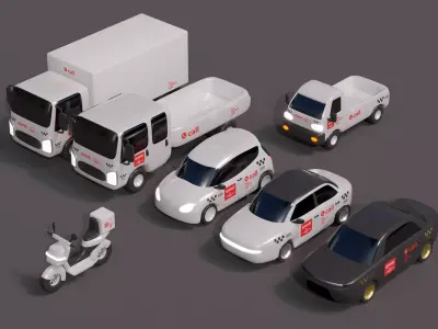 Stylized delivery vehicle 3d model pickup Low-poly 3D model