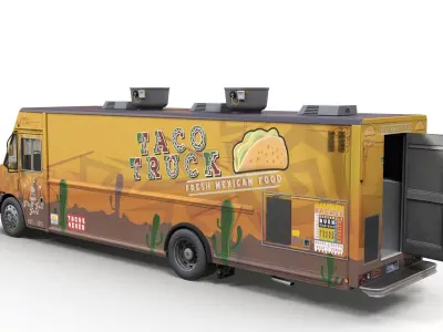 Street food truck Low-poly 3D model