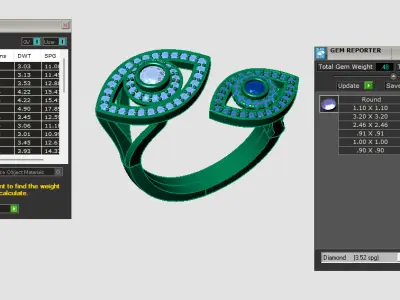 Round halo eye cutted ring 3D print model