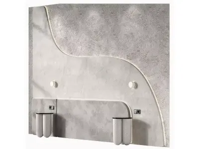 Headboard bedroom kit Nightstand lamp wavy panel 3D model