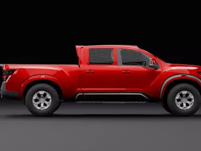 Nissan 4x4 Car Metallic Red Dark Low-poly 3D model