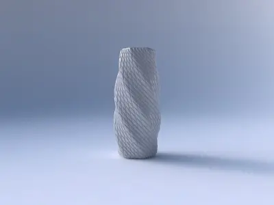 Vase twisted hexagon with diagonal grid bulges 3D print model