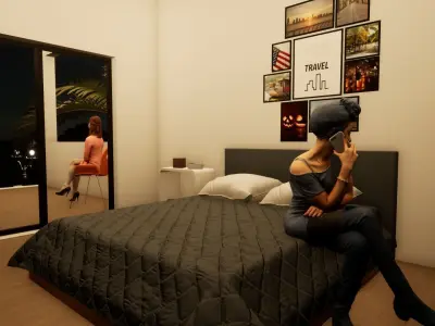 Two story modern house 3D model