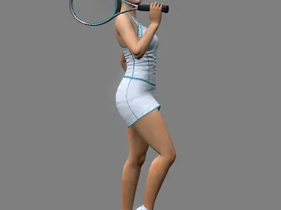 Tennis Player Girl RIGGED Low-poly 3D model
