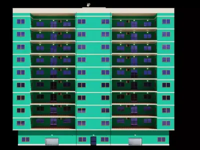 Realistic residential city building model 3D Low-poly 3D model
