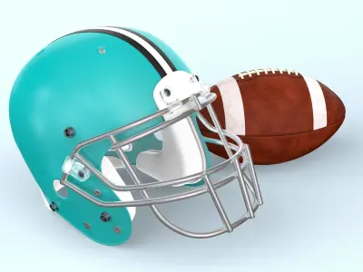American Football Helmet and Ball 3D model