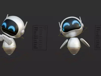 Ren 01 - Cute Mini Robot Rigged Low-poly 3D model