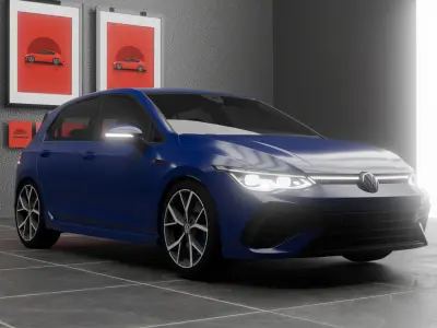 Volkswagen Golf 8R 2022  High Quality 3D Model with Interior 3D model