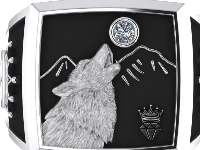 man ring wolf  3D print model