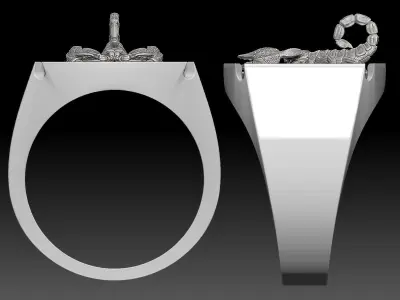 scorpion man ring Sculpture jewelry Gold silver 3D print model