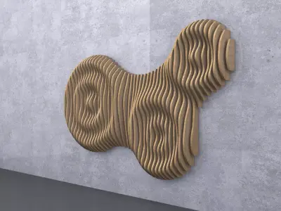 Parametric Wavy Wooden Panels 11 3D model