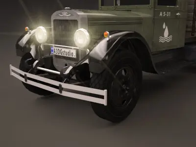 Zis 5 old truck with canvas cover Low-poly 3D model