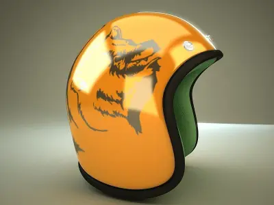 Helmet motorcycle with tiger 3D model