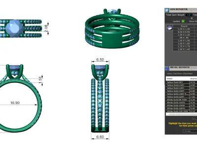 Solitaire Engagement Ring with Pointer Round Diamond 3D print model