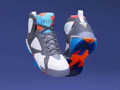 Air Jordan7-retro sneakers 3d model 3D model