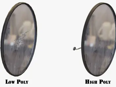 Wall Mirror Oval Shape with Crack and PBR textures Options Low-poly 3D model