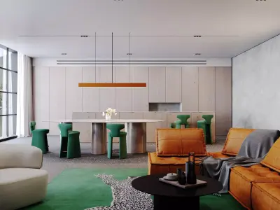 Terazzo Livingroom Design 3d Scene 3D model