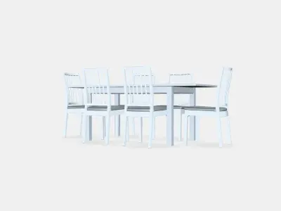 LANEBERG - EKEDALEN Table and 6 chairs Low-poly 3D model