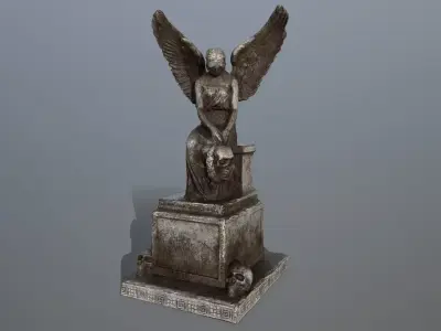 statue 3 of angel Low-poly 3D model