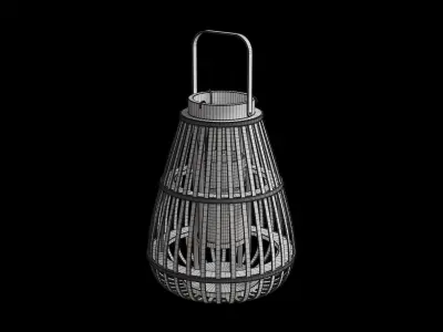 Large Slatted Wood Floor Lantern 3D model