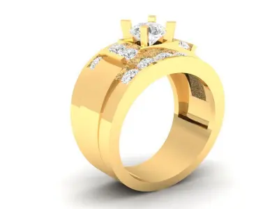 Luxury Gold Men Ring with Multiple Diamonds 150 3D print model