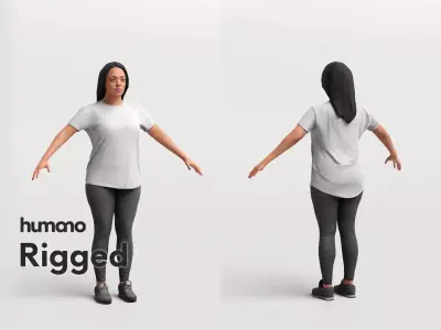 Rigged sport woman - sport fitness gym yoga - 080-4620 3D model