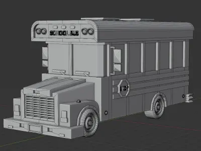 Stylized Yellow School Bus - Low-Poly Game Ready Model Low-poly 3D model