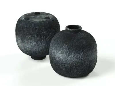 madam stoltz - vase - terracotta grey black 3D model