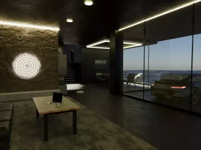 Nordic Luxury High-tech Living Room  3D model