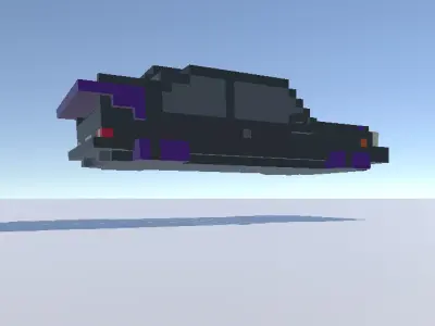 Voxel Sci-Fi Flying Car Low-poly 3D model