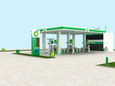BP British Petrol Station England 3D model