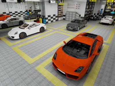 auto repair shop Low-poly 3D model