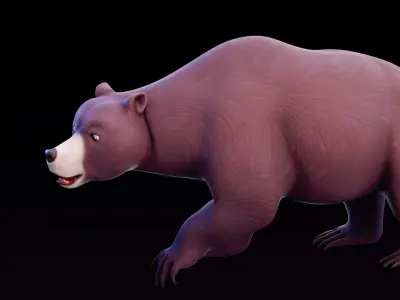 Polar bear and Grizzly bear 3d model rigged AR ready Low-poly 3D model