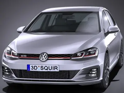 LowPoly Volkswagen Golf GTI 2018 5d Low-poly 3D model