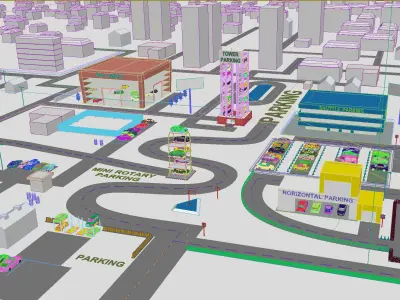 Car parking animation 3D model