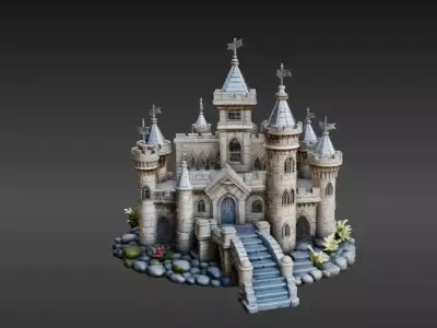 Fantasy Castle 3D Model Desk Decor Tabletop Game Prop 3D model