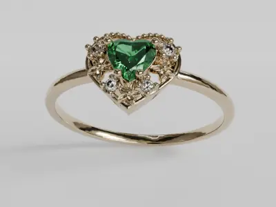 heart stone ring 3D print model