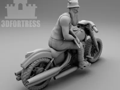 Biker in a helmet 3D print model