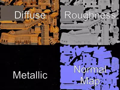 Golden Palace Architecture model pack Low-poly 3D model