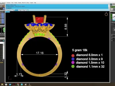 Luxury Floral Cluster Gemstone Women Ring 3D Jewelry Model  4087 3D print model